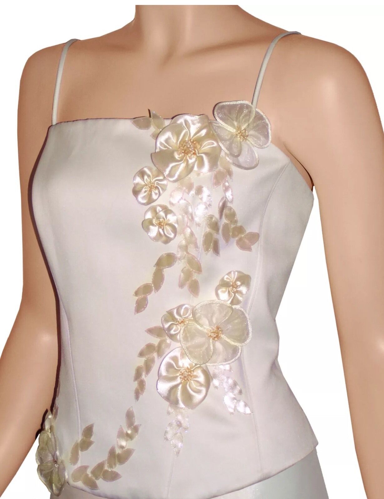 ARIA PACO Antique White Wedding Dress Satin Hand Decorated 2 Piece Size 12 NEW