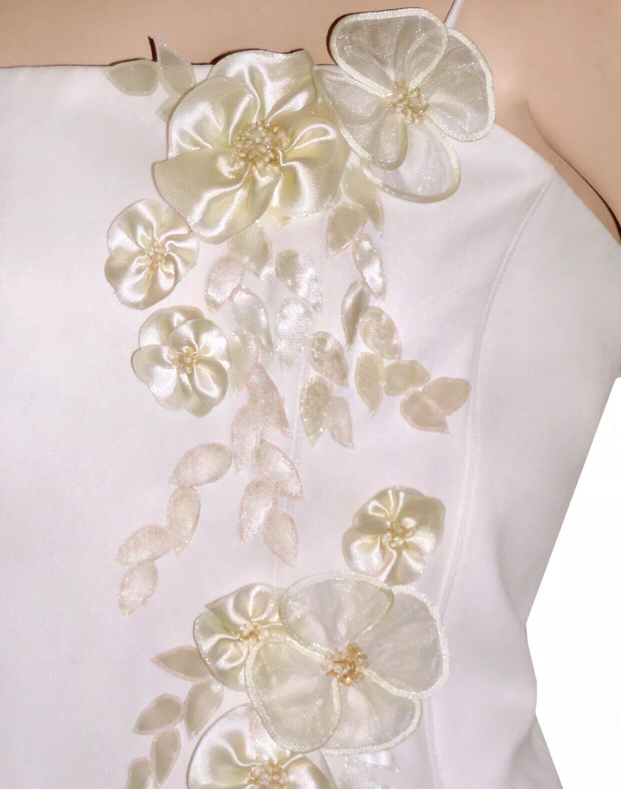 ARIA PACO Antique White Wedding Dress Satin Hand Decorated 2 Piece Size 12 NEW