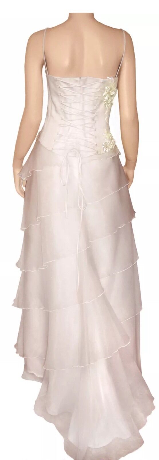 ARIA PACO Antique White Wedding Dress Satin Hand Decorated 2 Piece Size 12 NEW