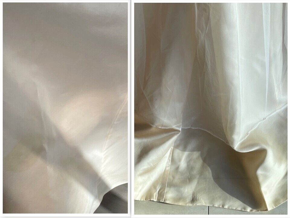 Vintage WEDDING DRESS Cream 2 Piece Bustier Full Skirt + Veil Size 8 Handmade