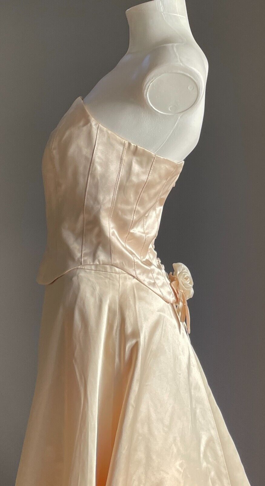 Vintage WEDDING DRESS Cream 2 Piece Bustier Full Skirt + Veil Size 8 Handmade