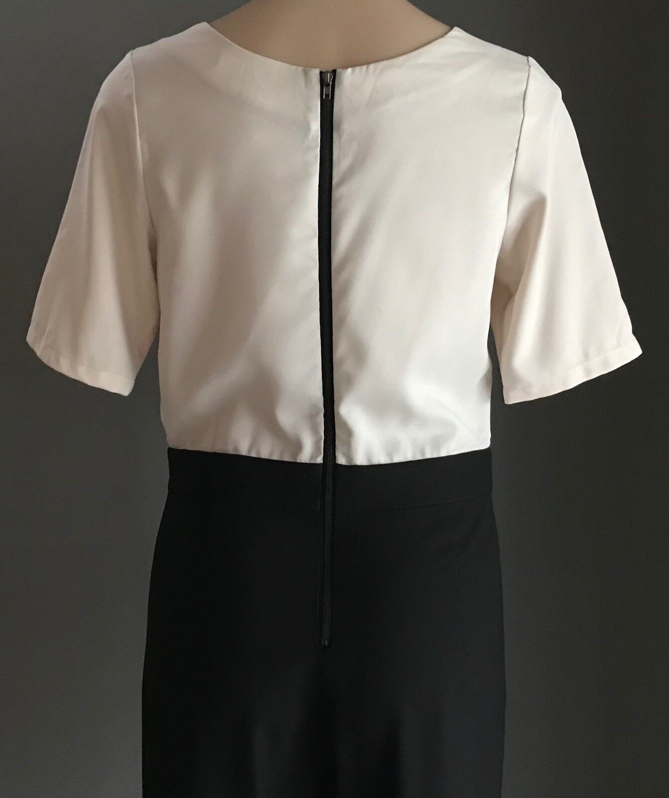 ATMOS & HERE Jumpsuit Size 10 One Piece Ivory & Black Short Sleeve Crop Pantsuit