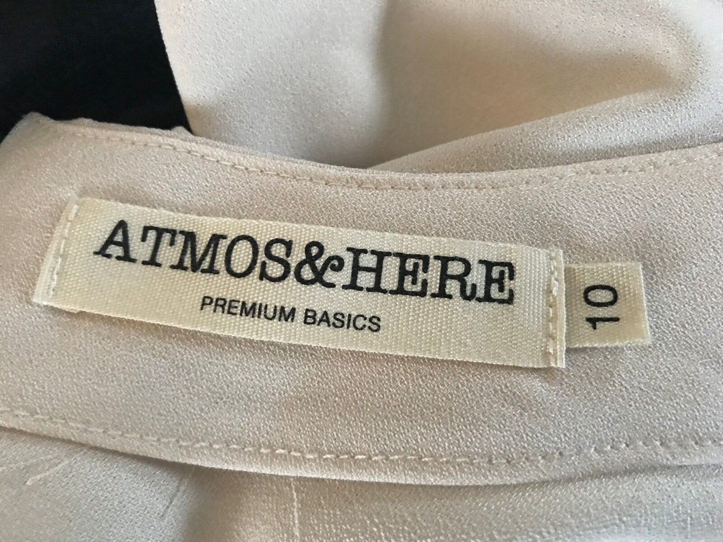 ATMOS & HERE Jumpsuit Size 10 One Piece Ivory & Black Short Sleeve Crop Pantsuit