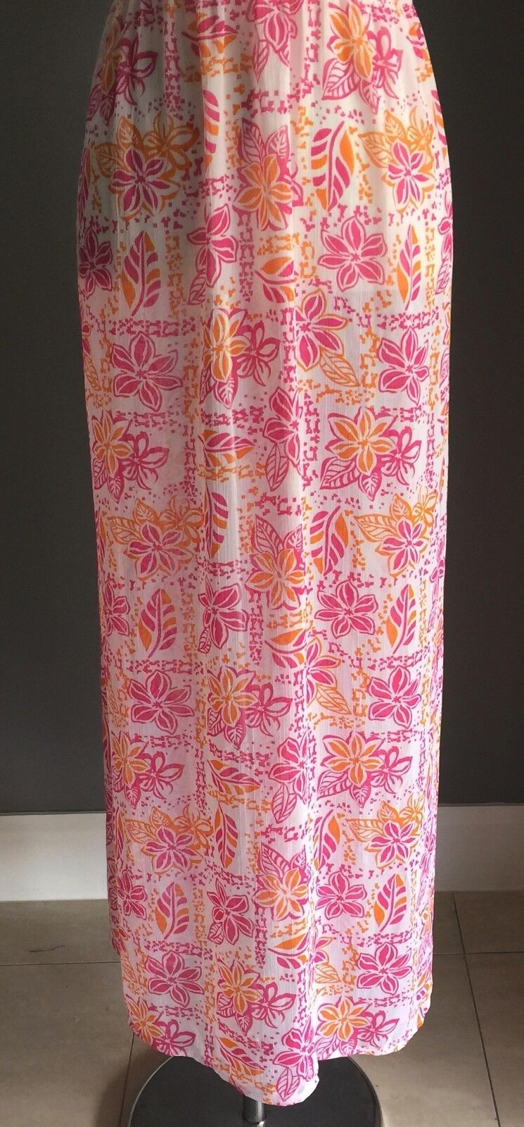 TARGET Maxi Dress Pink Orange White Floral Shirred Waist Long Plus Size 18 NEW