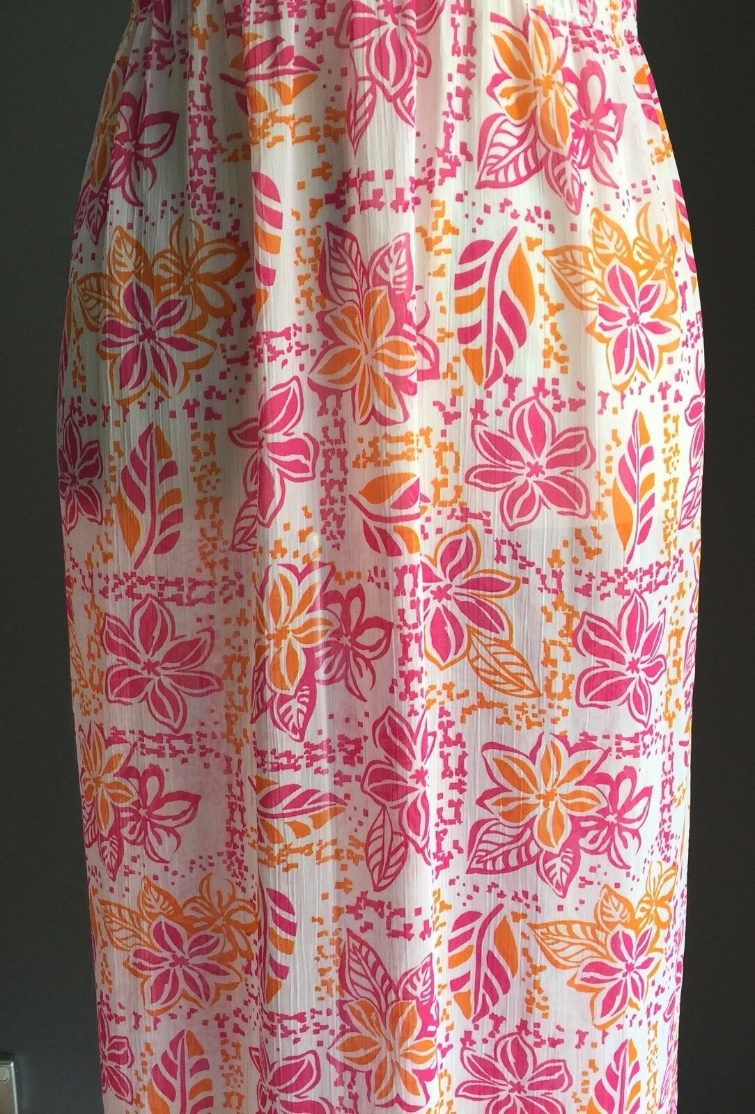 TARGET Maxi Dress Pink Orange White Floral Shirred Waist Long Plus Size 18 NEW