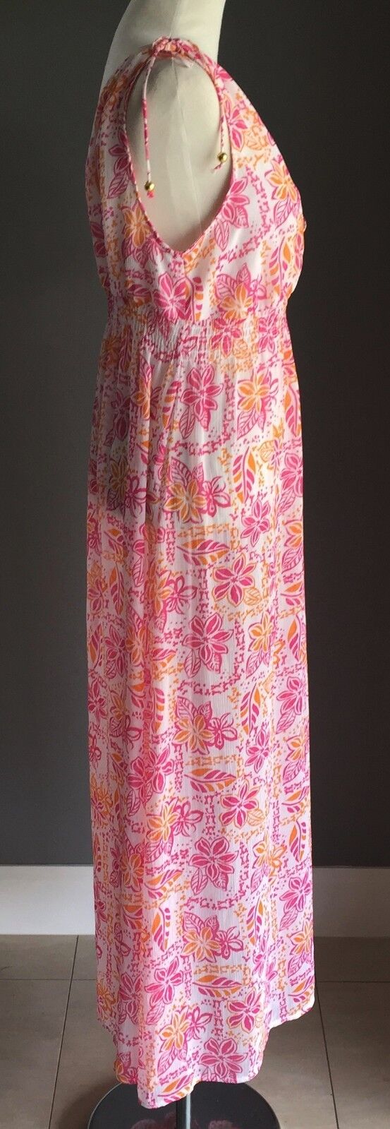TARGET Maxi Dress Pink Orange White Floral Shirred Waist Long Plus Size 18 NEW