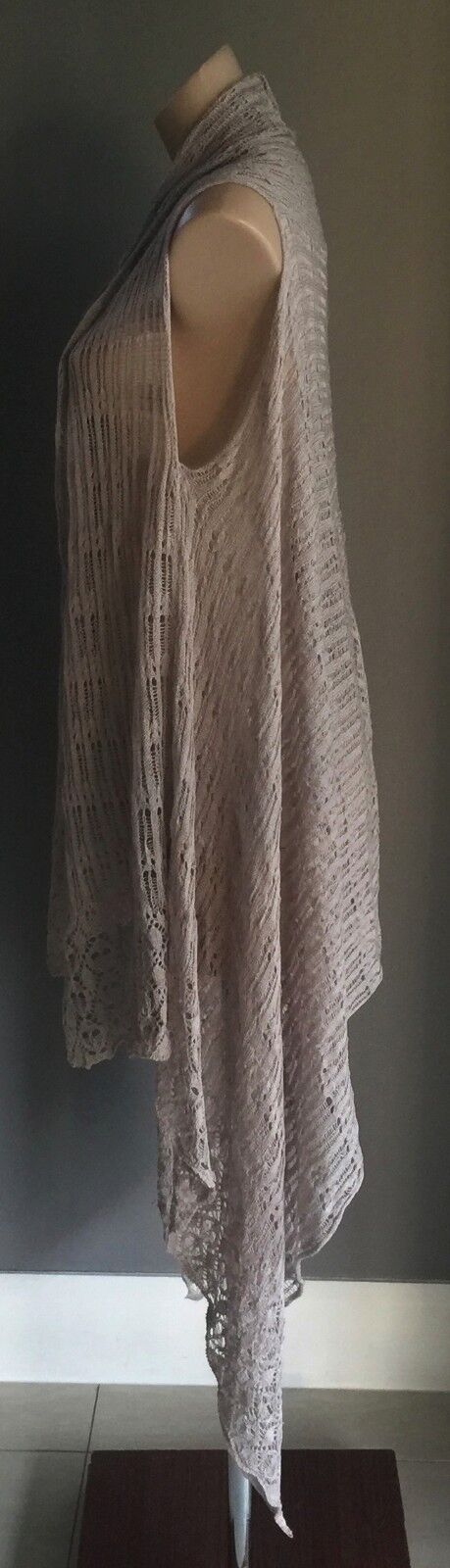 COTTON ON Drape Cardigan Sleeveless Delicate Knit Taupe Ladies Size XS S 8 10