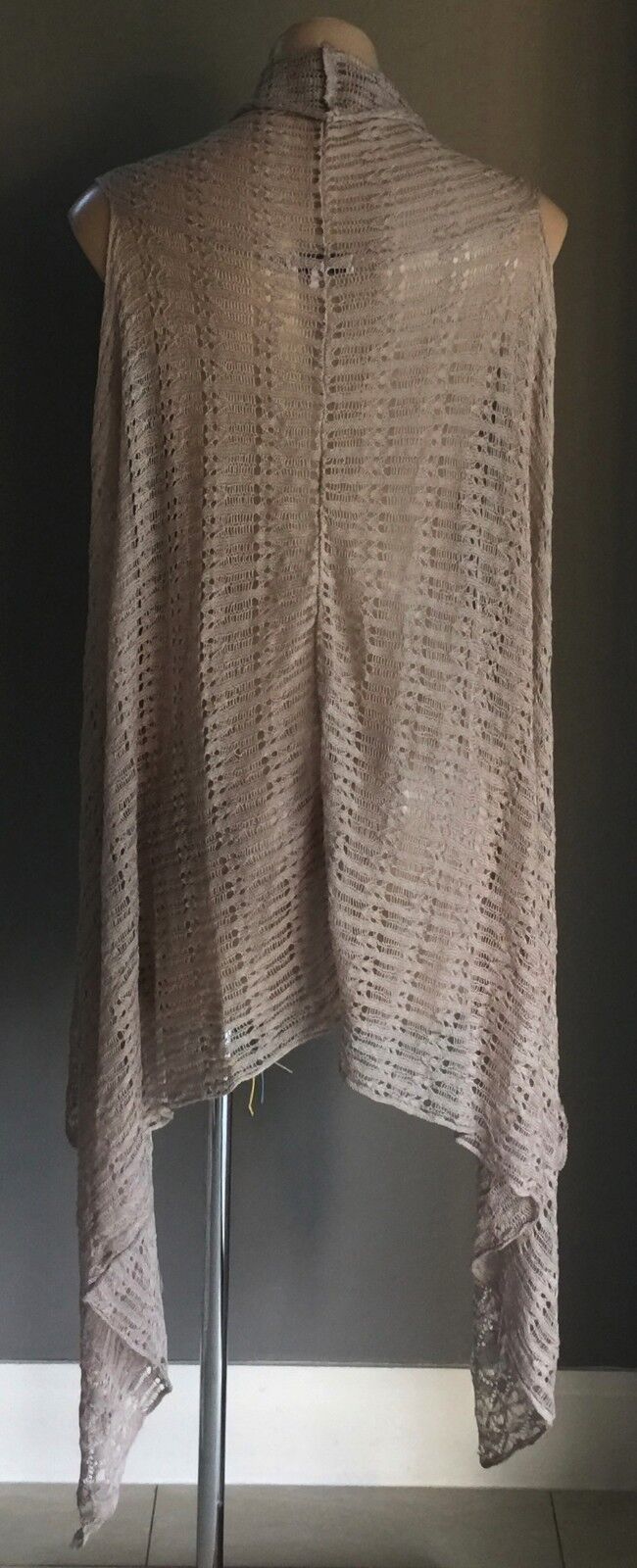 COTTON ON Drape Cardigan Sleeveless Delicate Knit Taupe Ladies Size XS S 8 10