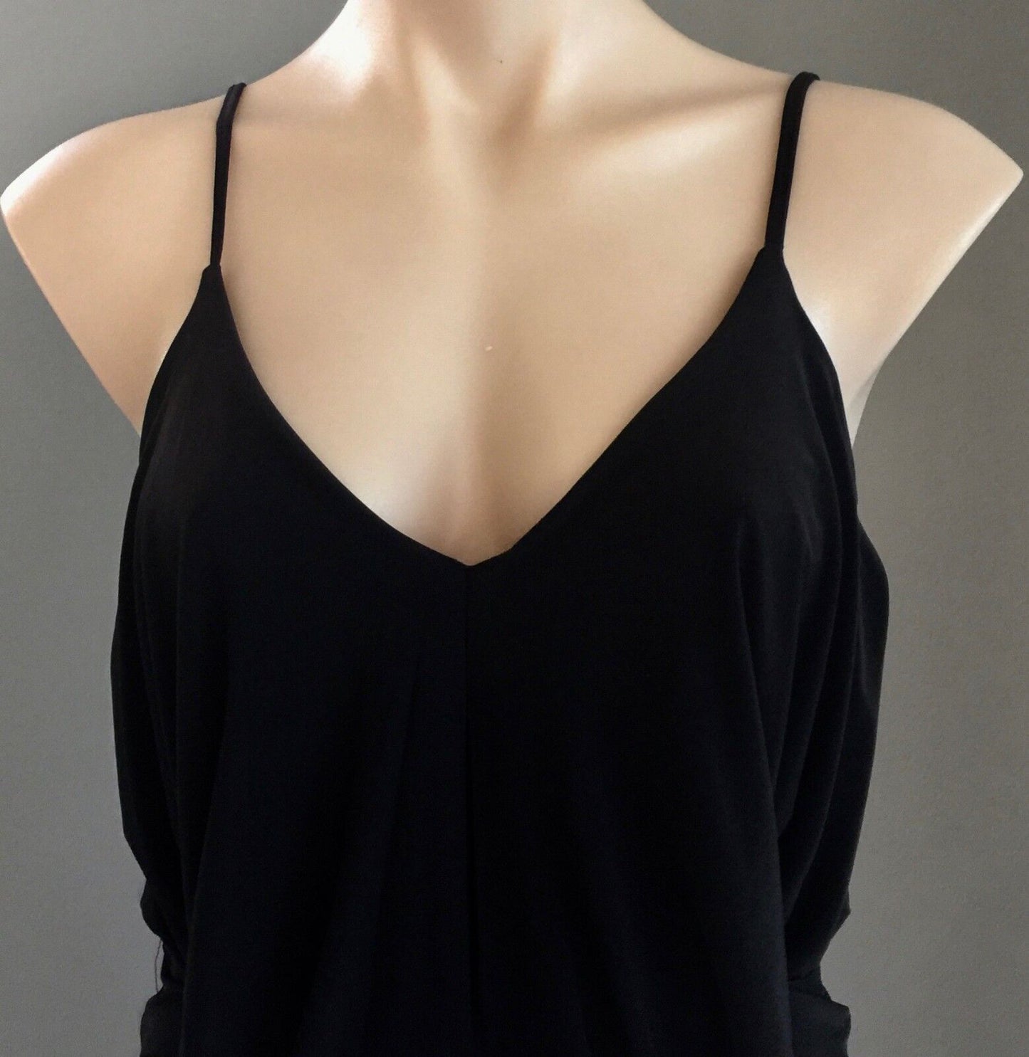 BOOHOO NIGHT Dress Black Sleeveless Drape Blouson Stretch Frock Size 12 NEW