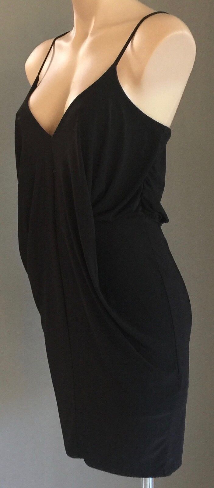 BOOHOO NIGHT Dress Black Sleeveless Drape Blouson Stretch Frock Size 12 NEW