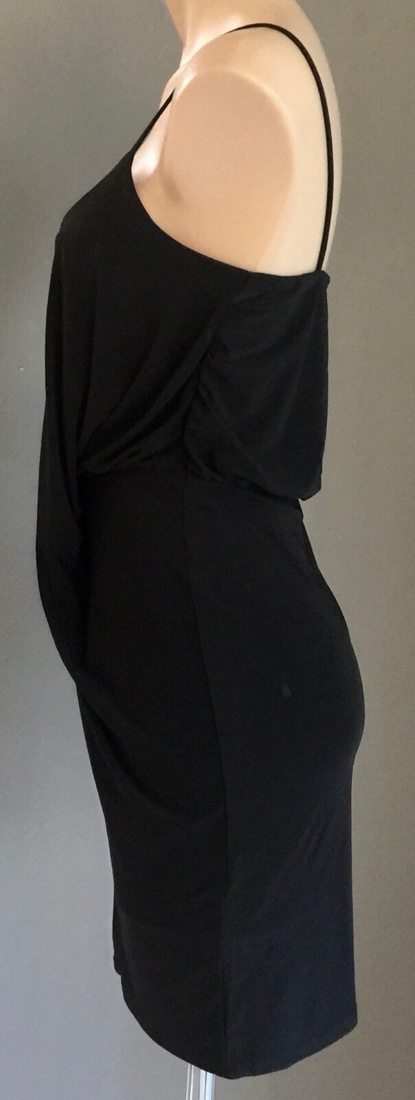 BOOHOO NIGHT Dress Black Sleeveless Drape Blouson Stretch Frock Size 12 NEW