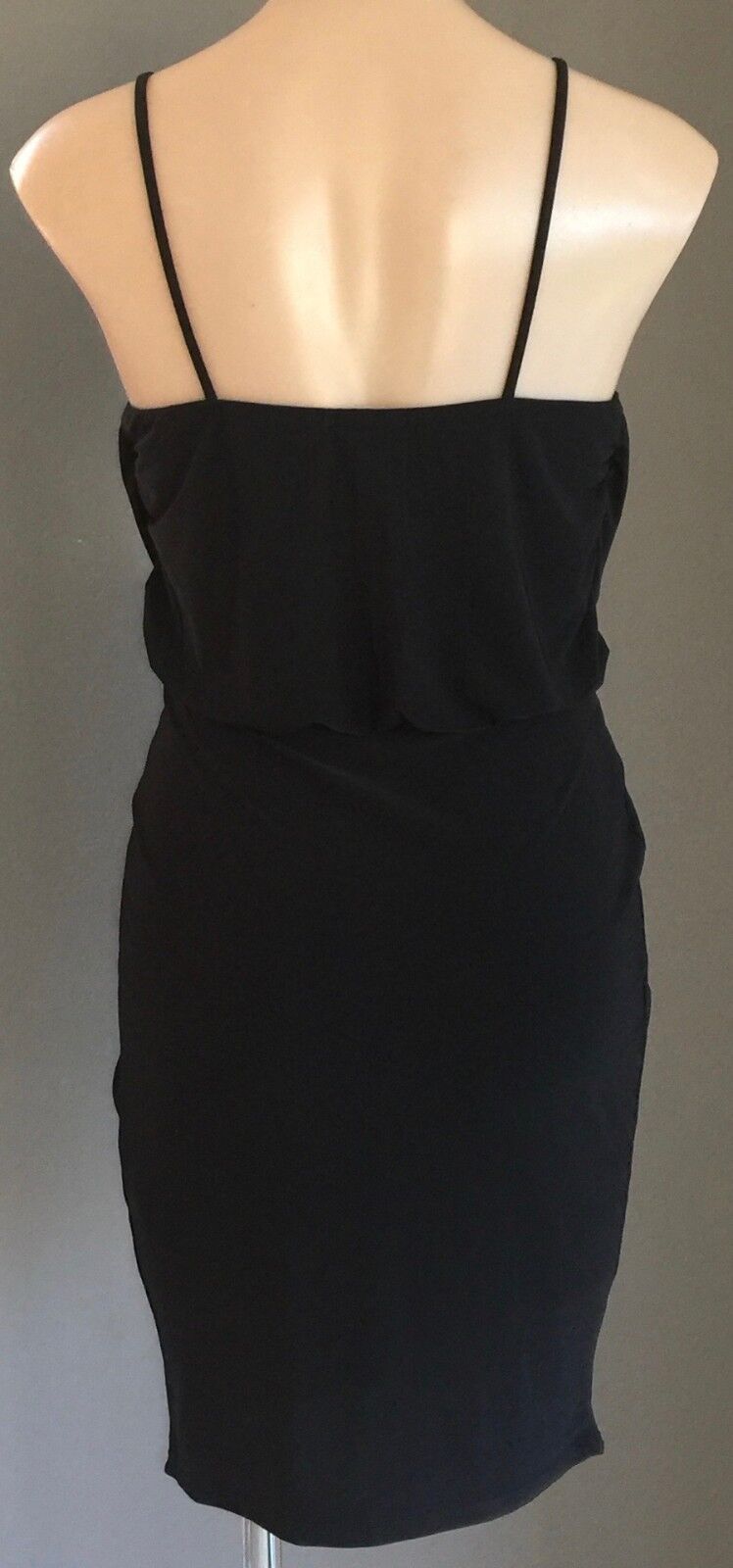 BOOHOO NIGHT Dress Black Sleeveless Drape Blouson Stretch Frock Size 12 NEW