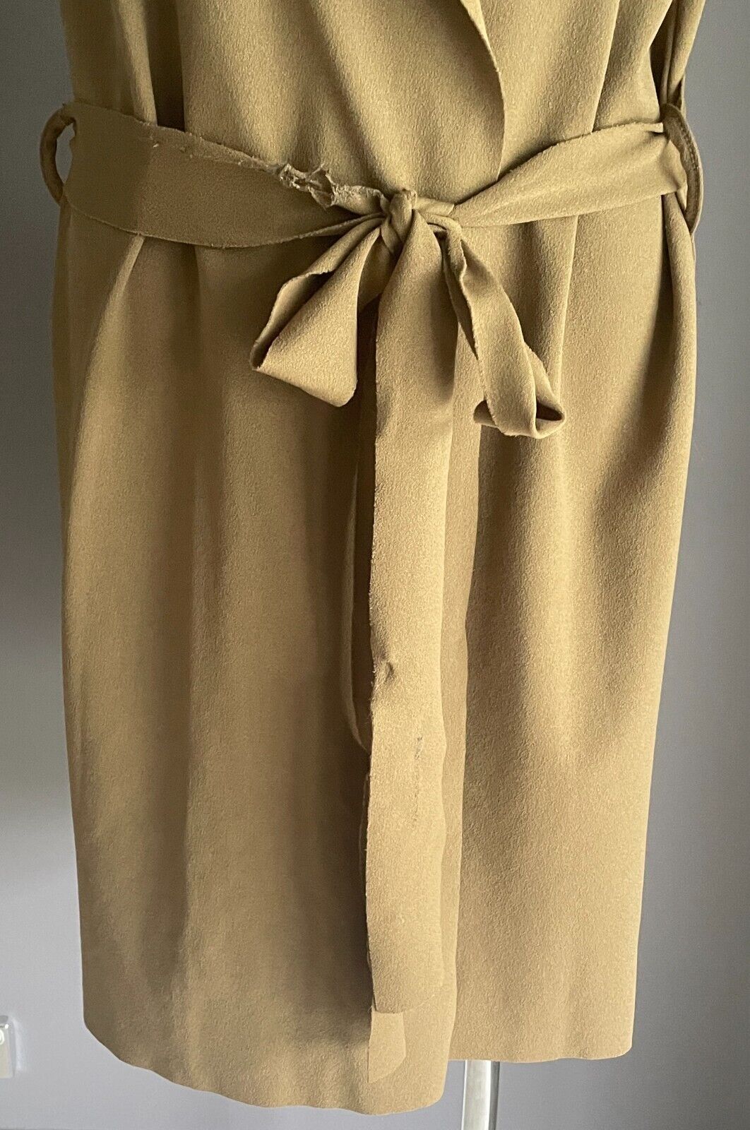 BOOHOO Coatigan Citrine Sleeveless  Waist Tie Drape Long Waterfall Size M L 12