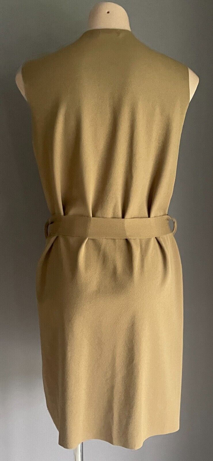 BOOHOO Coatigan Citrine Sleeveless  Waist Tie Drape Long Waterfall Size M L 12