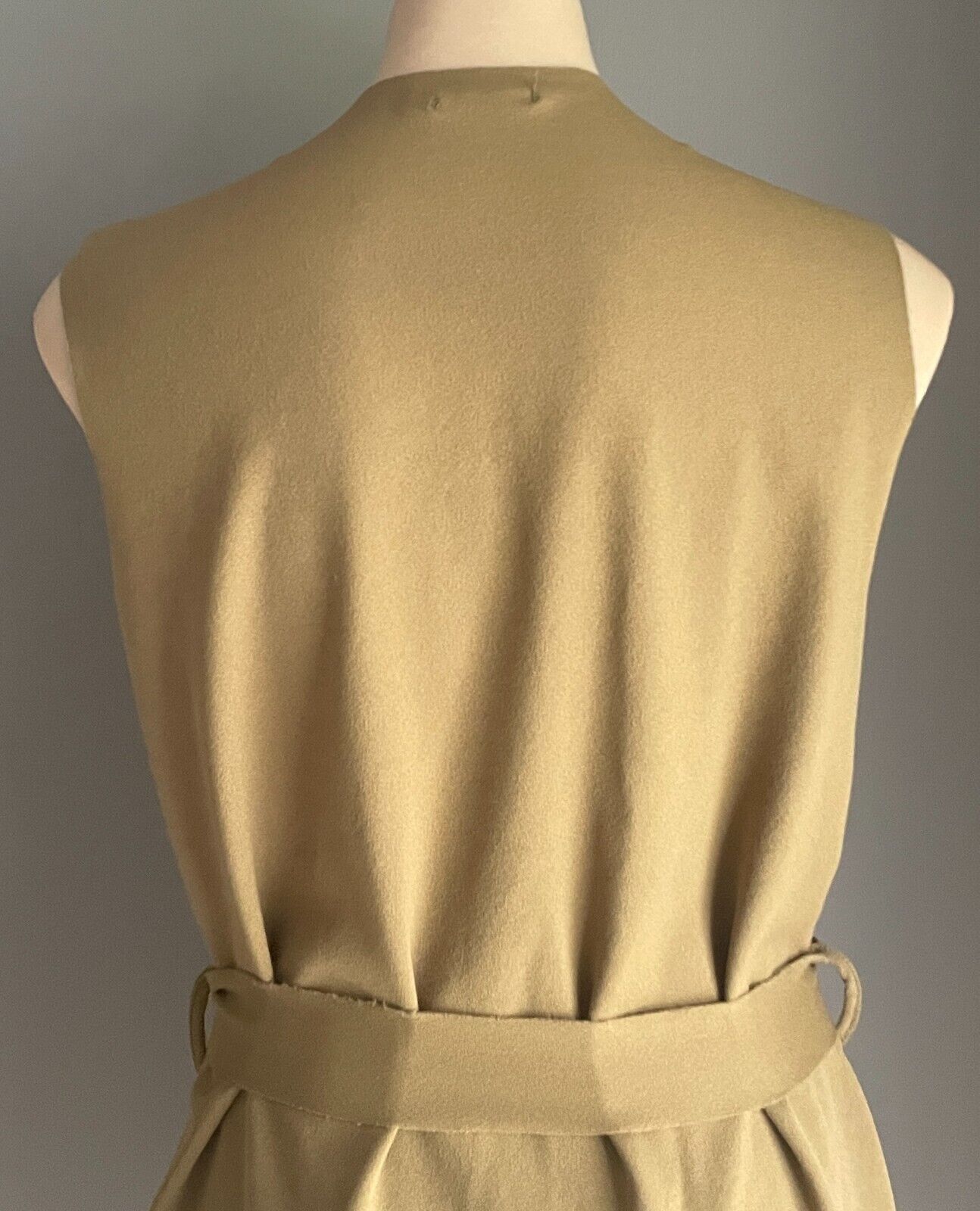 BOOHOO Coatigan Citrine Sleeveless  Waist Tie Drape Long Waterfall Size M L 12