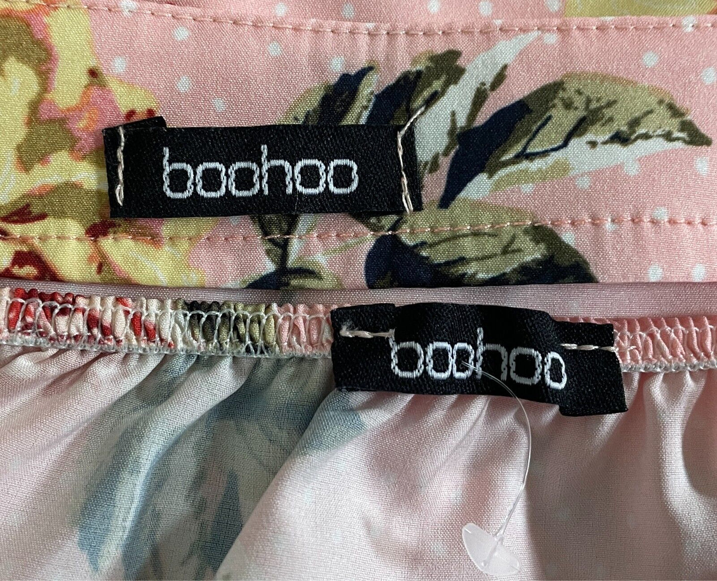 BOOHOO Top & Skirt Set Floral Print Size 12 Off Shoulder Puffy Sleeve Crop Mini