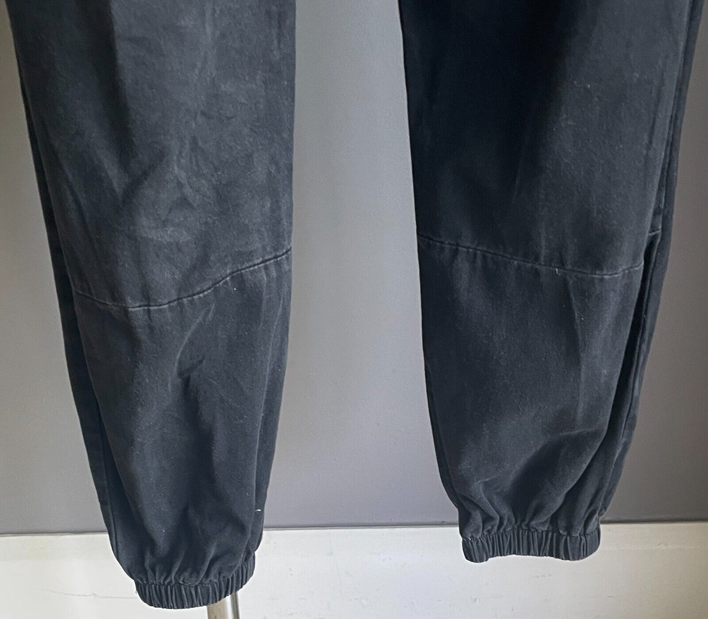 BOOHOO Cargo Pants Black Size 8 Elasticised Cuffs Tapered Leg Pockets
