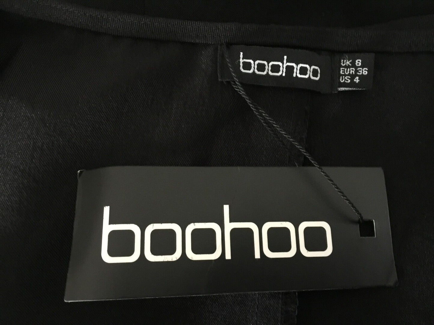 BOOHOO Allie Dress Embroidered Tassel Black Red & White 3/4 Sleeve Size 8 NEW
