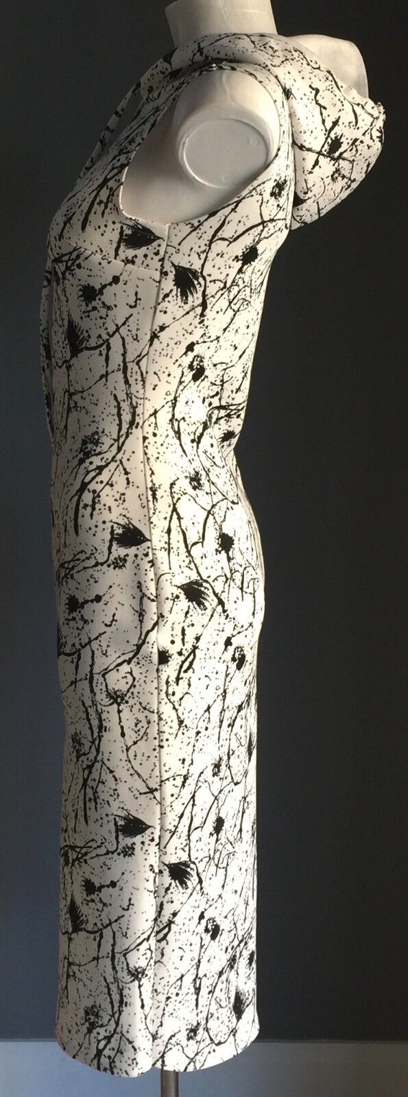 BOOHOO FIT Ellen Splatter Dress Bodycon Hooded Sleeveless Size XS AU 8 NEW