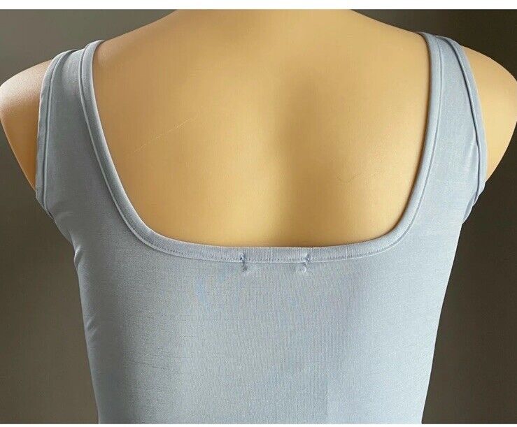 BOOHOO Plus Hannah Bodysuit Dusty Blue Slinky Fabric Zip Front Plus Sz 18 NEW