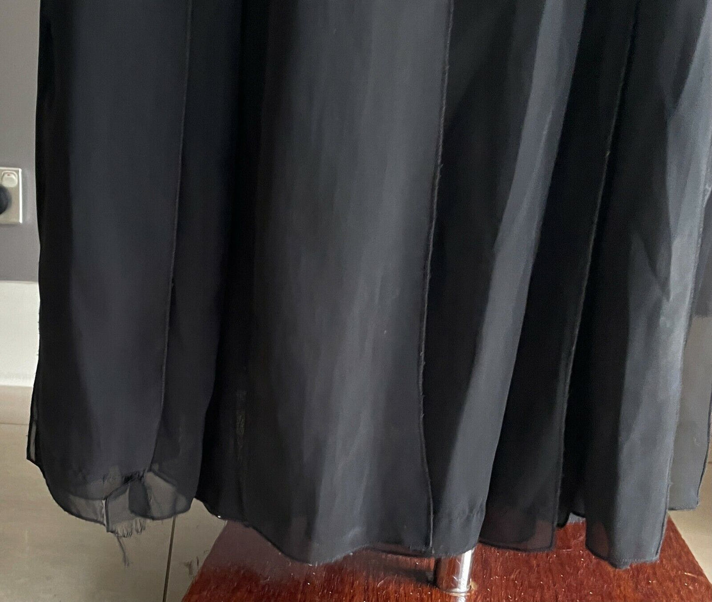 MR K Gown Dress Black Halter Neck Ruched Bodice Midi Fabric Strip Skirt Size 10