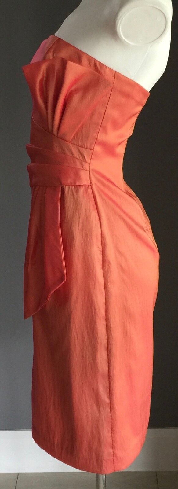 MR K Strapless Dress Metallic Orange Knee Length Ladies Size 8 10  Gorgeous NEW