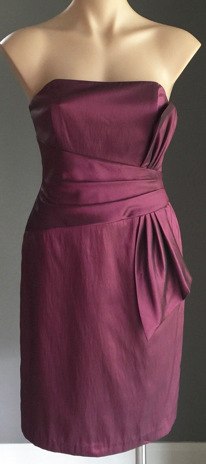 MR K Strapless Dress Metallic Plum Red Knee Length Frock Ladies Size 10 NEW