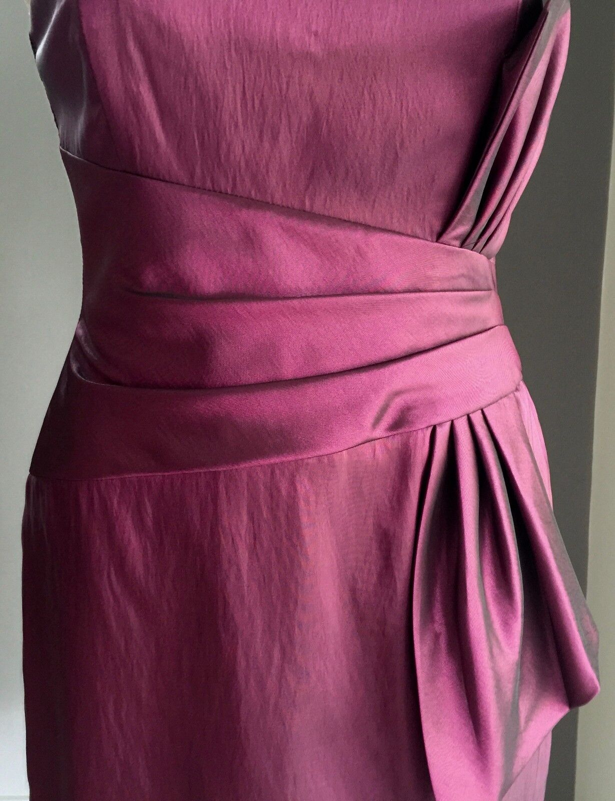 MR K Strapless Dress Metallic Plum Red Knee Length Frock Ladies Size 10 NEW