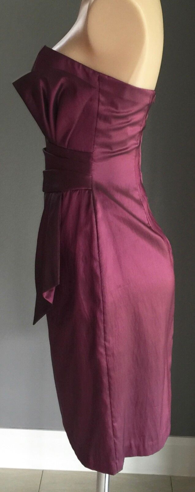 MR K Strapless Dress Metallic Plum Red Knee Length Frock Ladies Size 10 NEW