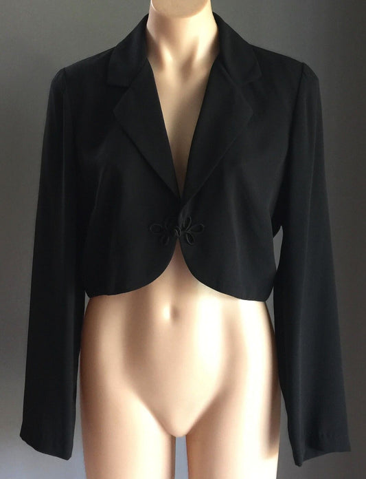 MR K Jacket Bolero Black Long Sleeve Crop Size 12 Formal Vintage