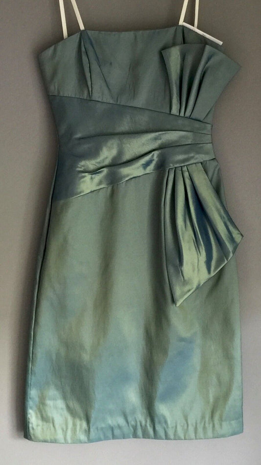 MR K Strapless Dress Metallic Green Knee Length Frock Ladies Size 6 NEW