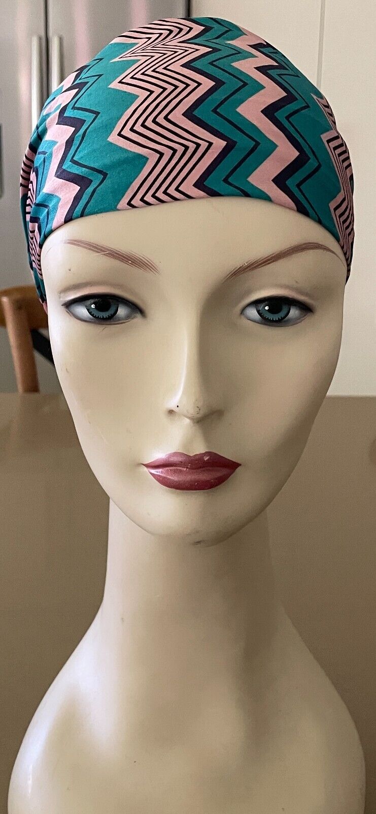 HEADBAND Jade Green Blush Pink White Zig Zag Print Head Hair Band NEW