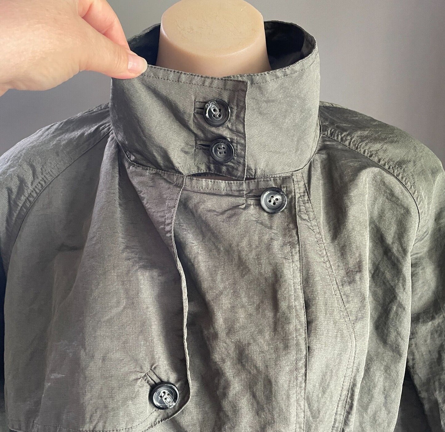 PING PONG Trench Coat Khaki Shimmer Lightweight Anorak Belt Size 16 PINGPONG NEW