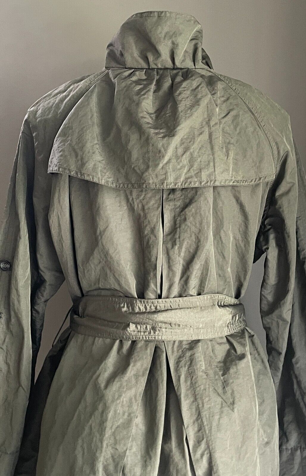 PING PONG Trench Coat Khaki Shimmer Lightweight Anorak Belt Size 16 PINGPONG NEW