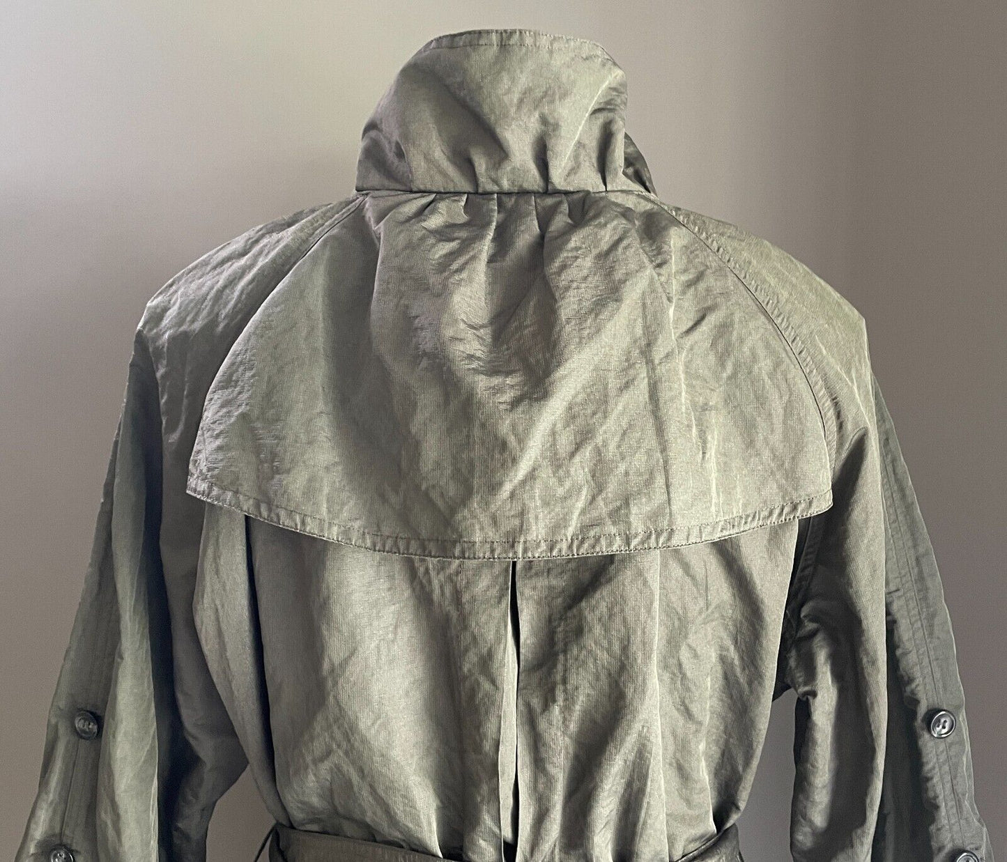 PING PONG Trench Coat Khaki Shimmer Lightweight Anorak Belt Size 16 PINGPONG NEW