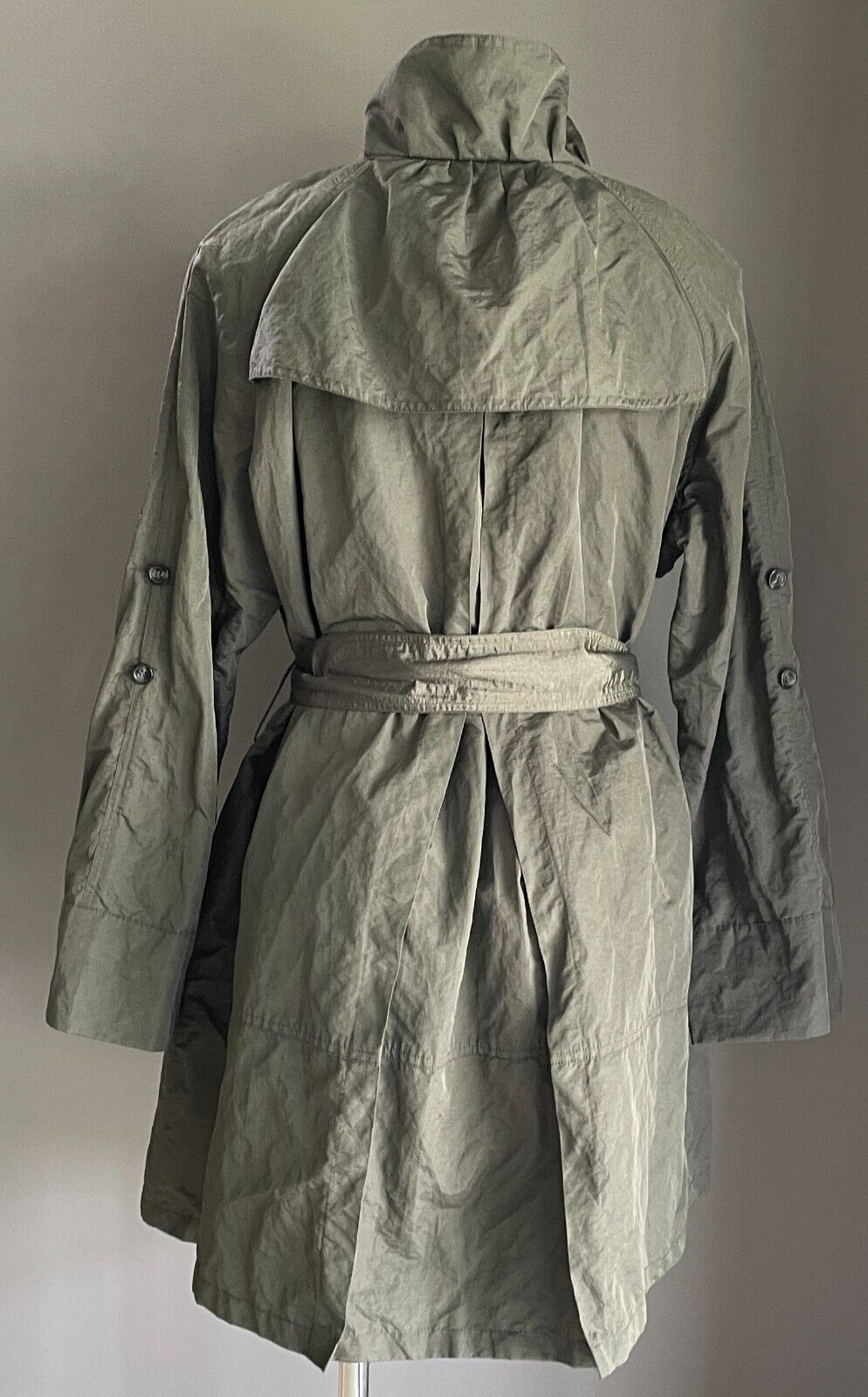 PING PONG Trench Coat Khaki Shimmer Lightweight Anorak Belt Size 16 PINGPONG NEW