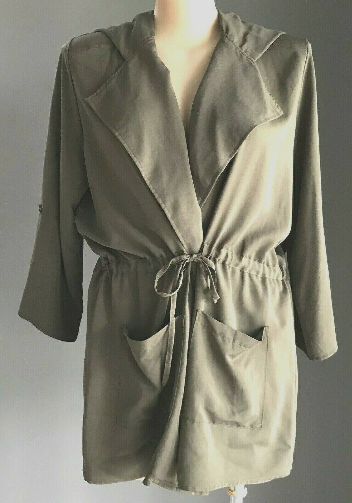 AVELLA Anorak Khaki Soft Drawstring Waist Jacket Hooded Ladies Plus Size 18