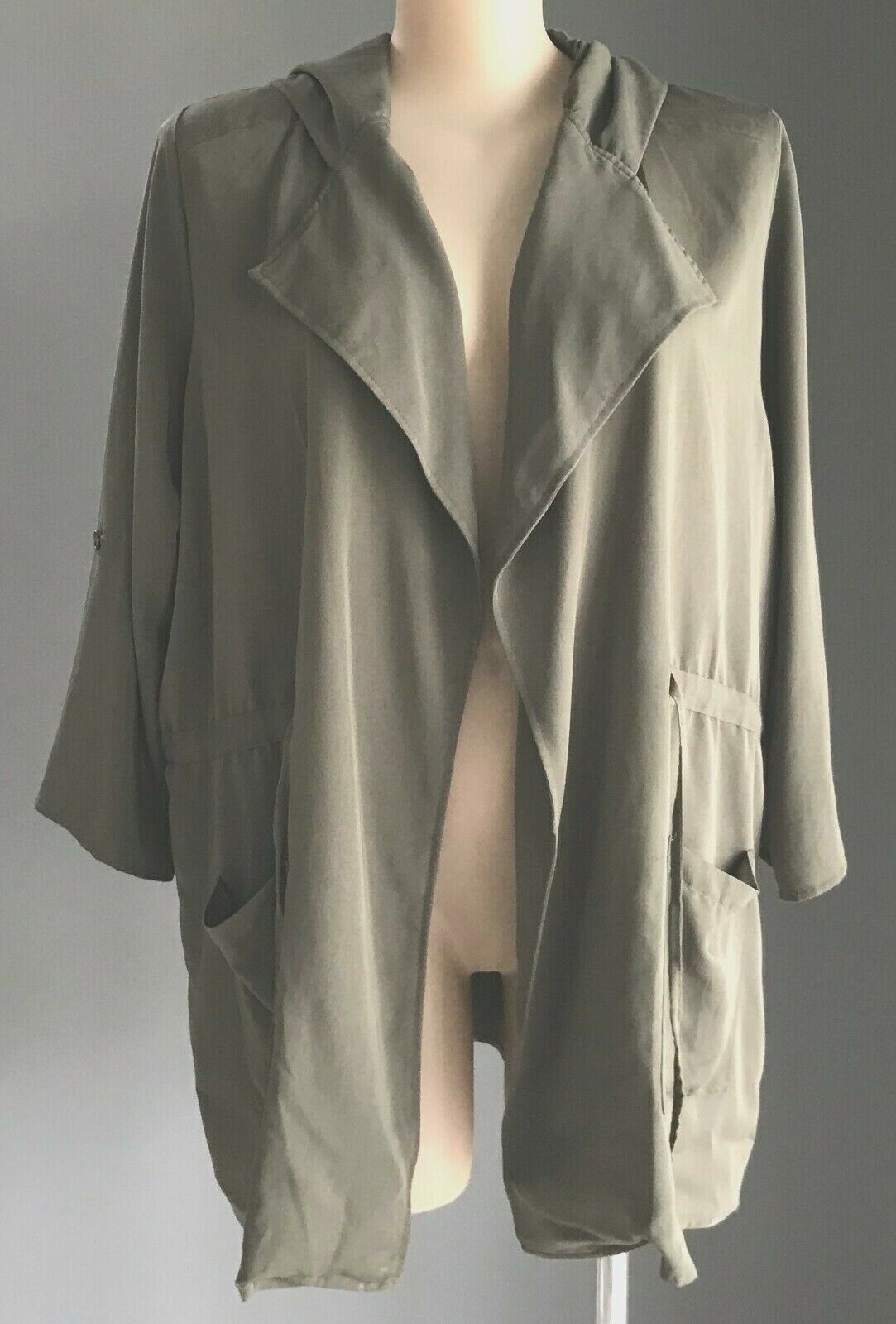 AVELLA Anorak Khaki Soft Drawstring Waist Jacket Hooded Ladies Plus Size 18
