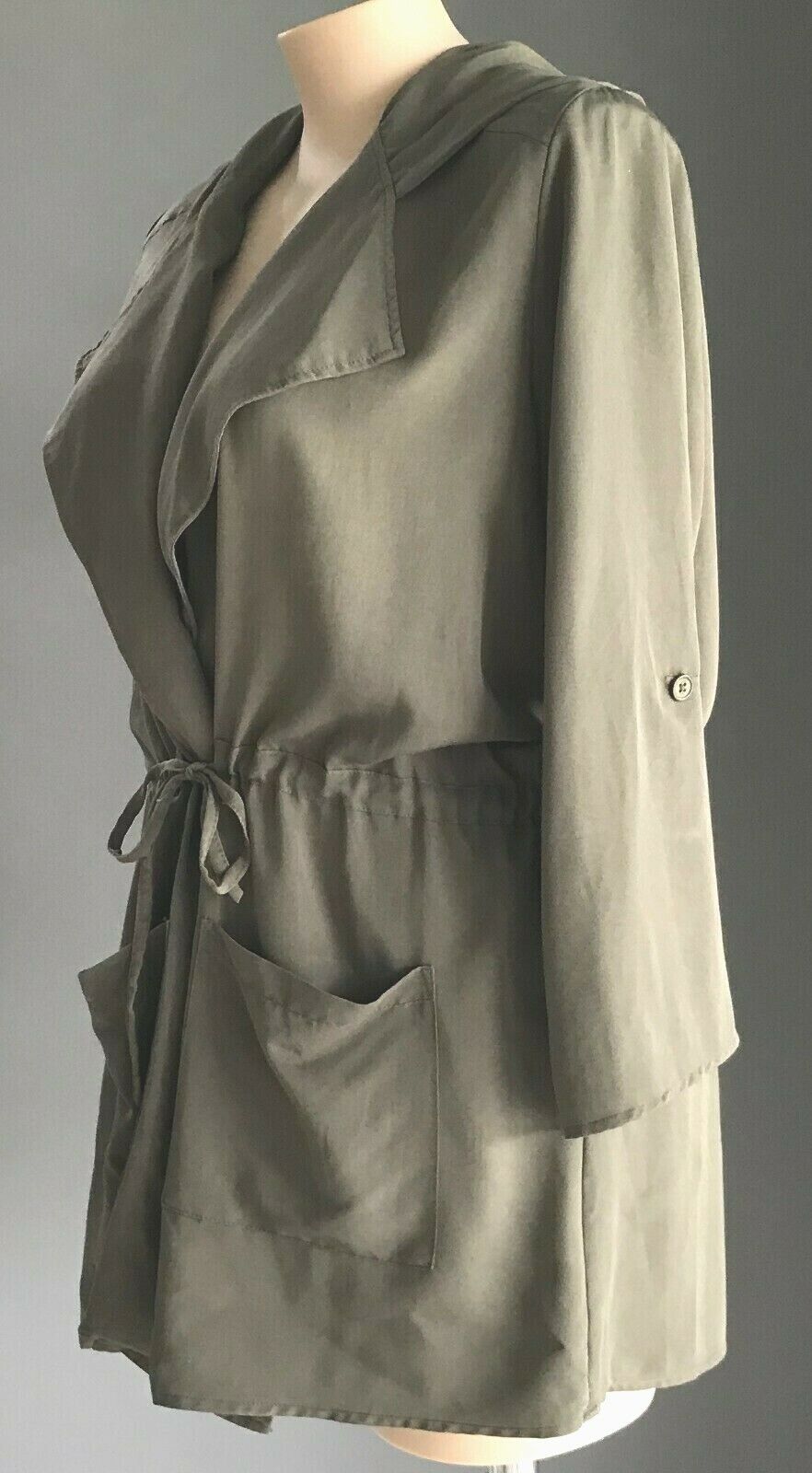 AVELLA Anorak Khaki Soft Drawstring Waist Jacket Hooded Ladies Plus Size 18