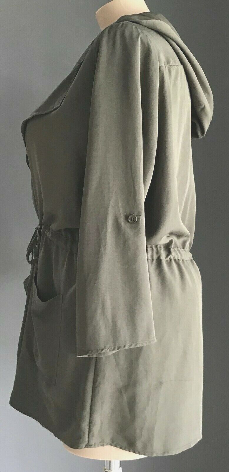 AVELLA Anorak Khaki Soft Drawstring Waist Jacket Hooded Ladies Plus Size 18