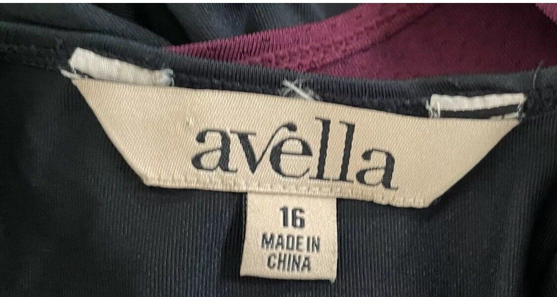 AVELLA Tank Top Black Burgund Racer Back Stretch Active Sport Singlet Size S 16