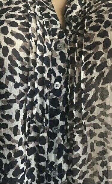 AVELLA Top Semi Sheer Blouse Navy Grey Taupe Animal Print 3/4 Sleeve Plus Sz 18