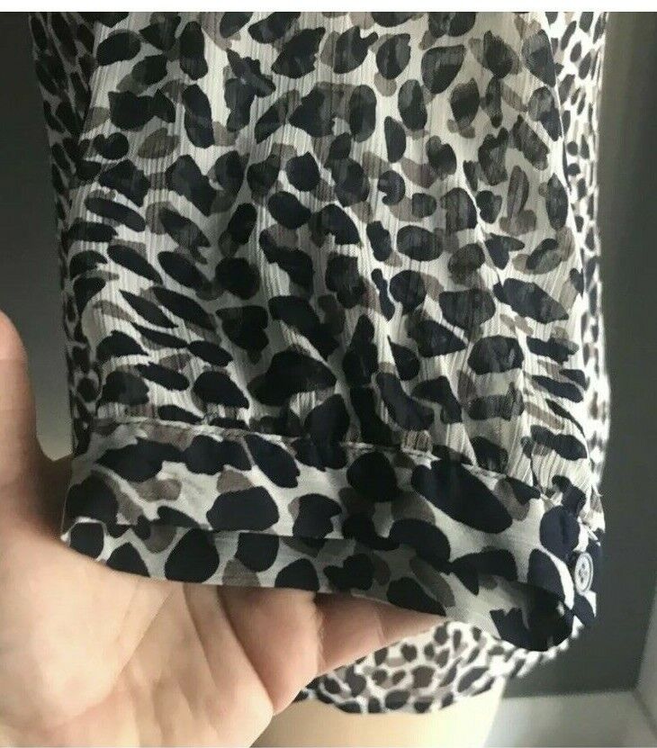 AVELLA Top Semi Sheer Blouse Navy Grey Taupe Animal Print 3/4 Sleeve Plus Sz 18