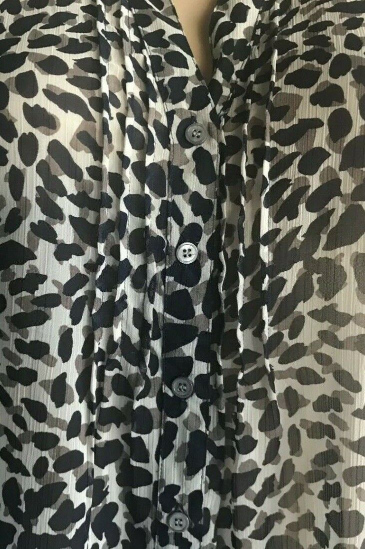 AVELLA Top Semi Sheer Blouse Navy Grey Taupe Animal Print 3/4 Sleeve Plus Sz 18