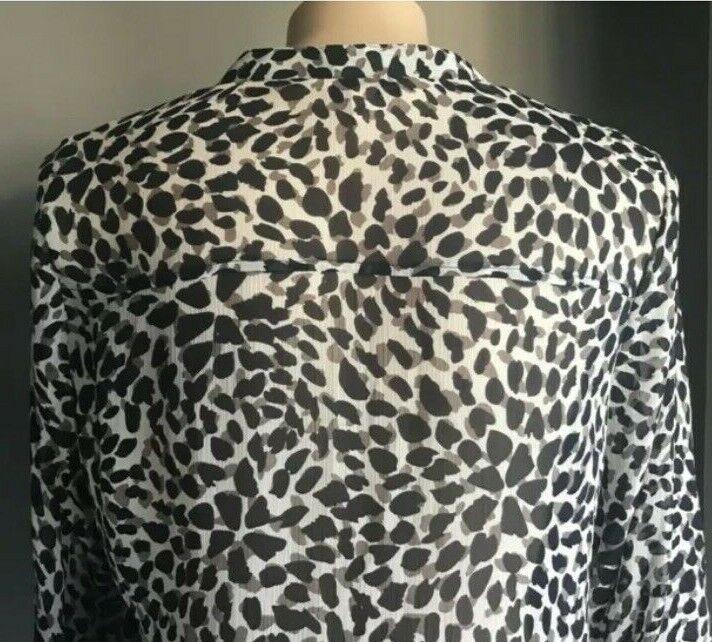 AVELLA Top Semi Sheer Blouse Navy Grey Taupe Animal Print 3/4 Sleeve Plus Sz 18