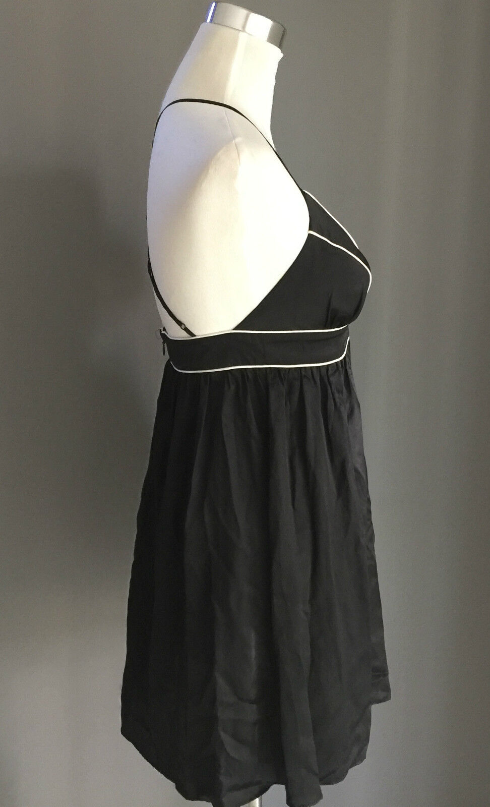MISS SHOP Dress Silk Black & White Crossover Spaghetti Straps Frock Size 10 NEW