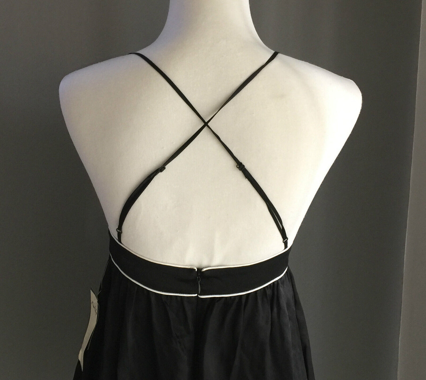 MISS SHOP Dress Silk Black & White Crossover Spaghetti Straps Frock Size 10 NEW