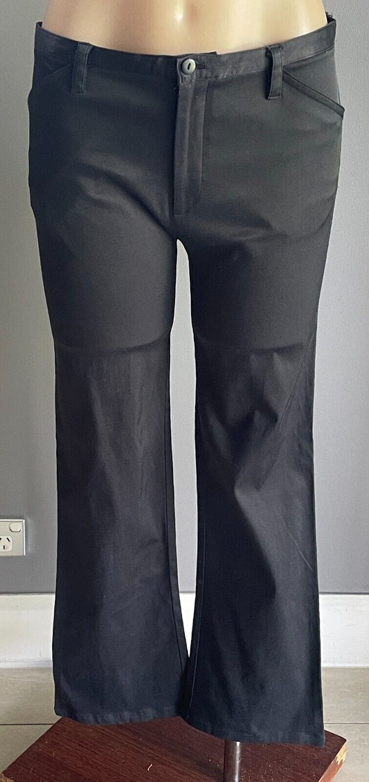 MISS SHOP Black Pants Slight Boot Leg Stretch Fabric wSheen Satin Band Size 12 M
