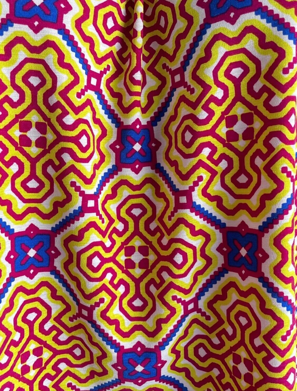 TIGERLILY Off Shoulder Crimson Yellow Blue White Print Elastic Boho Top Size 12