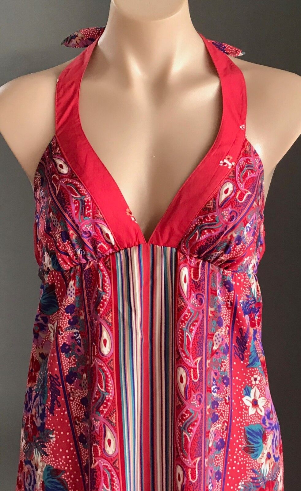 BILLABONG Pink White Blue Purple Halter Neck Ladies Size 8 10 NEW